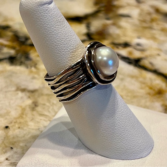 ⭐️ Israel Pearl Sterling Silver Ring Size 5.5/6 - Picture 9 of 14